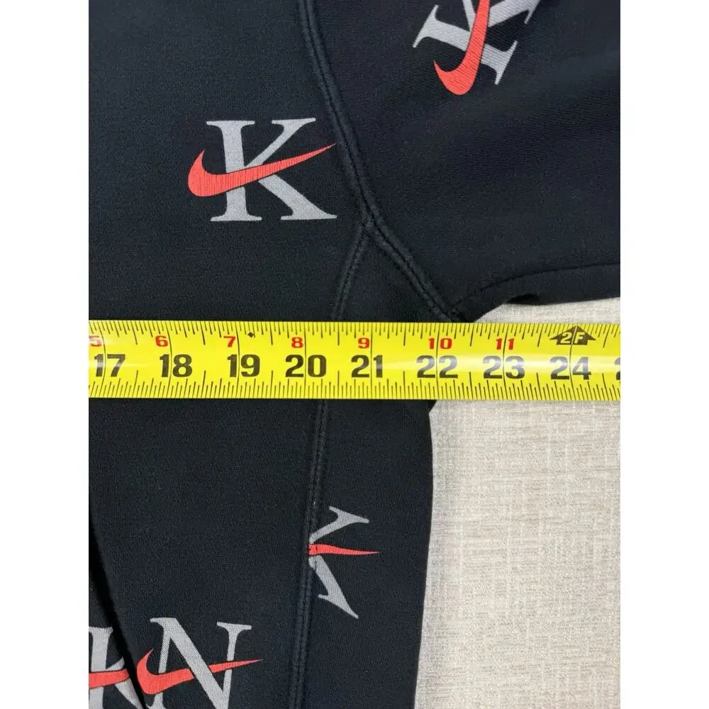 Nike All Over Logo Pullover Hoodie Black Men’s Small Fleece Swoosh Graphic